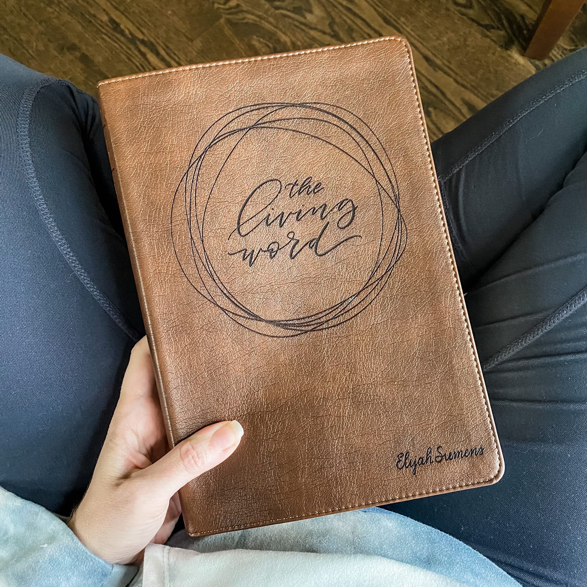 Hand Illustrated & Laser Engraved NLT Filament Bible - Brown Leather Cover with Optional Name Engraving - Perfect Personalized Gift for Weddings, Baptisms, Graduations & Birthdays - Ideal for Religious Ceremonies, Bible Study & Spiritual Gifting