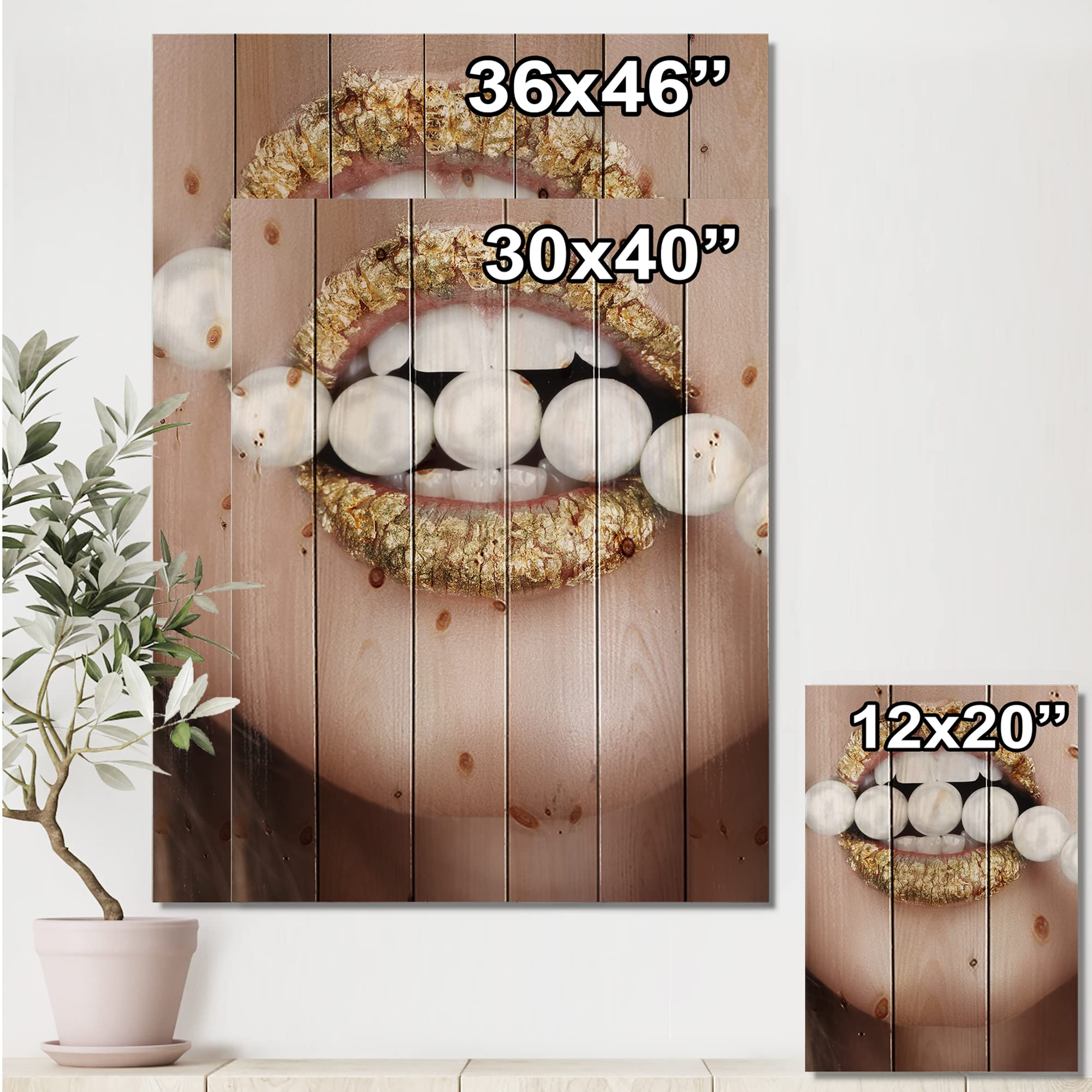 DesignQ Gold Leaf & Pearl Modern Wood Wall Art - Contemporary Large Wood Wall Decor with Printed Pine Panels - Perfect for Living Room, Bedroom & Office Decor