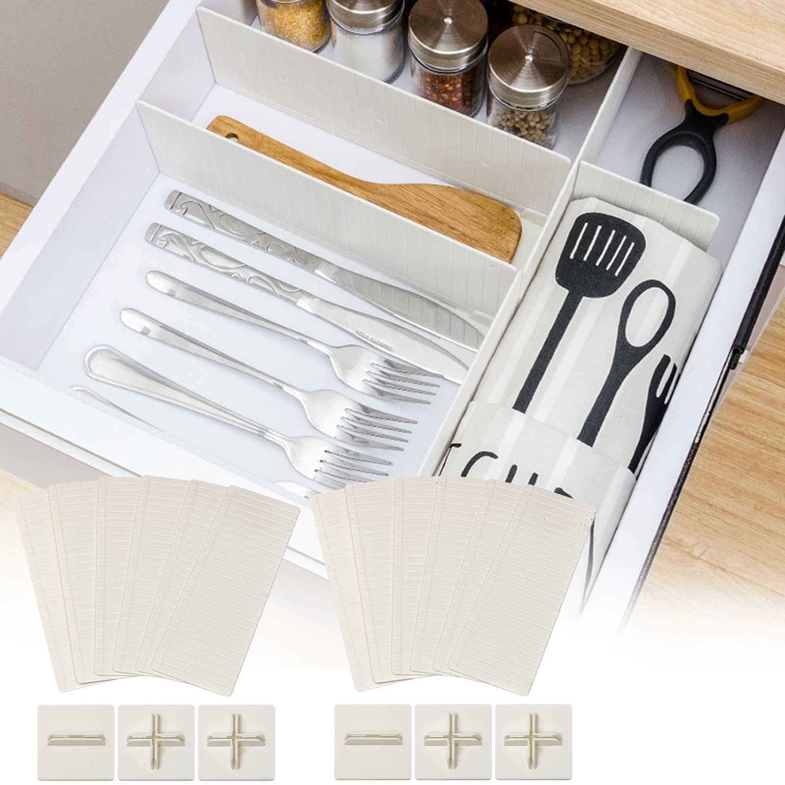 XUESHA 12-Piece Clothes Organizer Set - Plastic Grid Drawer Dividers for Kitchen, Bathroom & Closet Storage | DIY Compartment Organizer Box with 6 Bases | Perfect for Tableware, Makeup & Home Organization