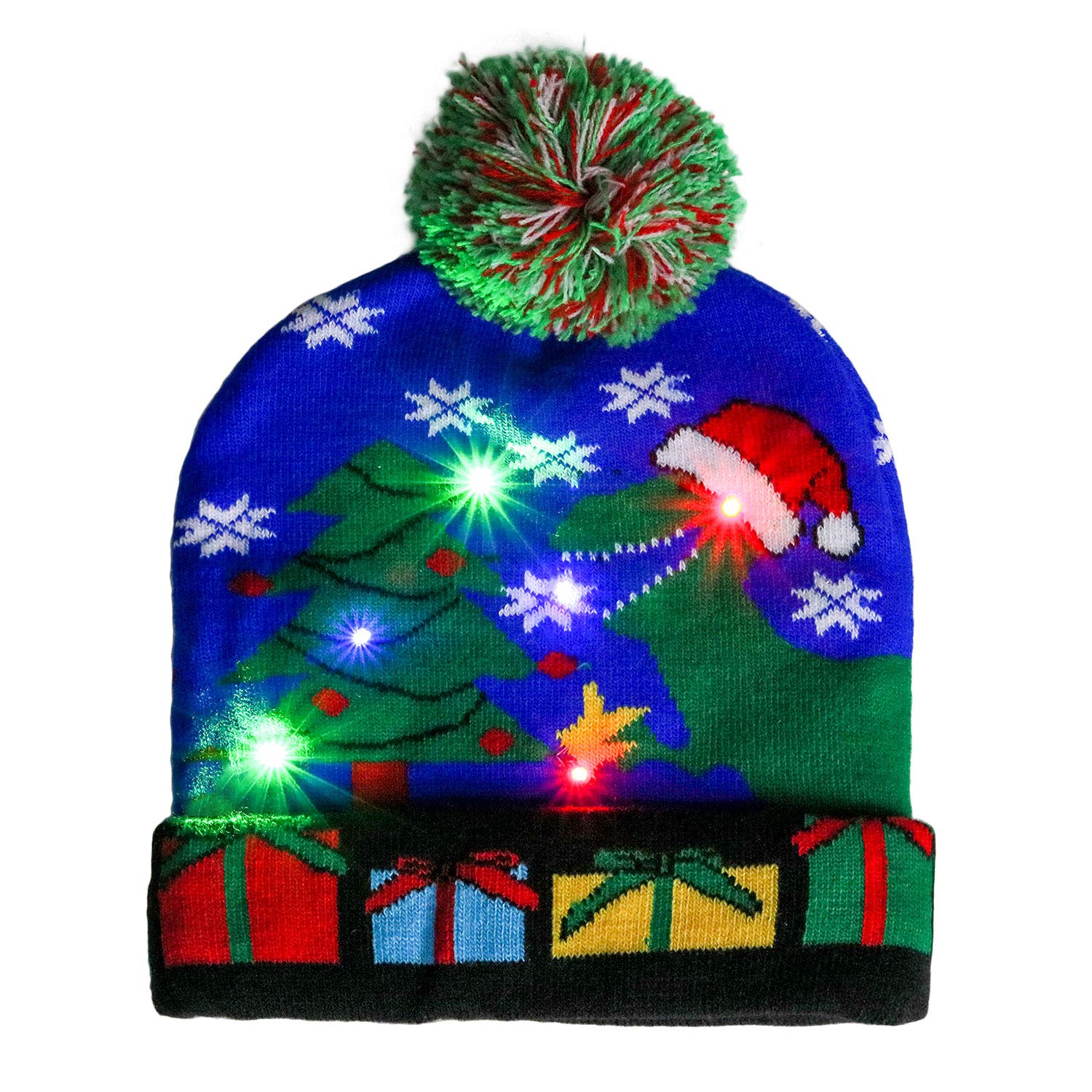 LED Light Up Christmas Beanie Hat with 6 Colorful Lights - Cozy Knitted Winter Hat for Holiday Parties & Outdoor Activities | Perfect for Xmas Gifts, Caroling & Festive Celebrations