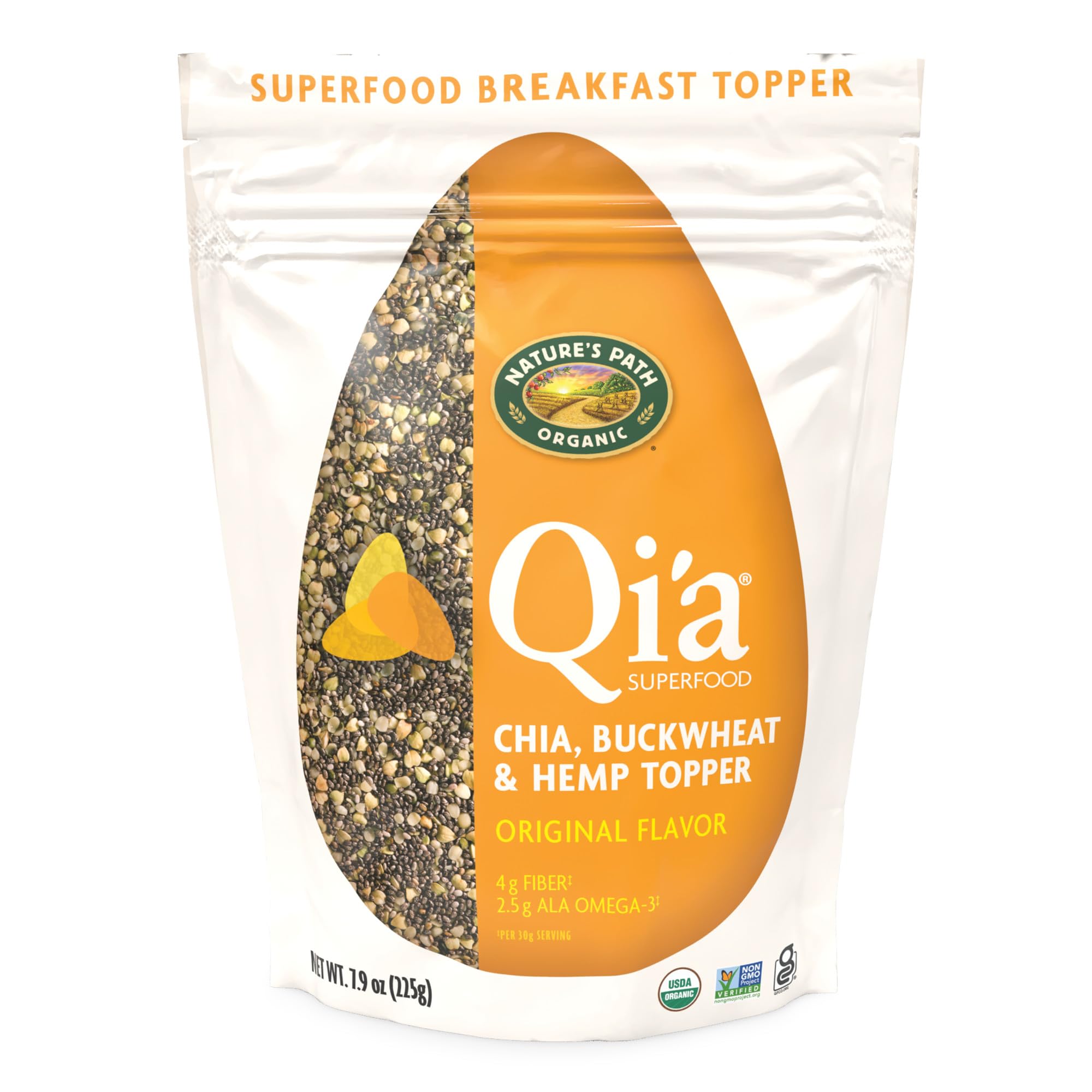 Nature's Path Organic Qi'a Superfood Cereal - Chia, Buckwheat & Hemp Breakfast Topper, 7.9 oz (Pack of 1) | Gluten Free, Non-GMO | Perfect for Smoothie Bowls, Yogurt & Healthy Breakfasts