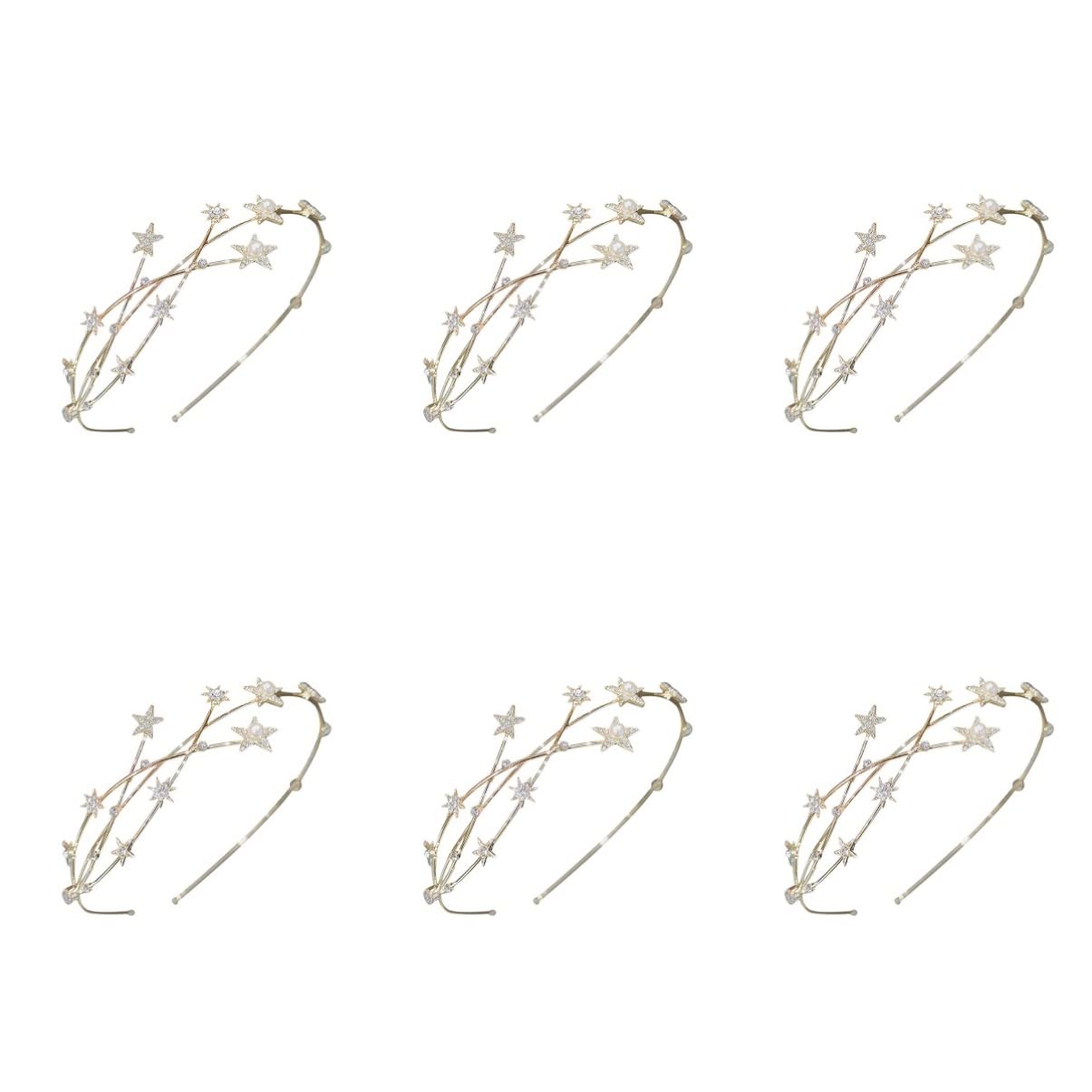 FRCOLOR 6 Pack Glitter Rhinestone Headbands for Women - Sparkling Star & Pearl Hair Accessories for Parties, Weddings, and Special Occasions