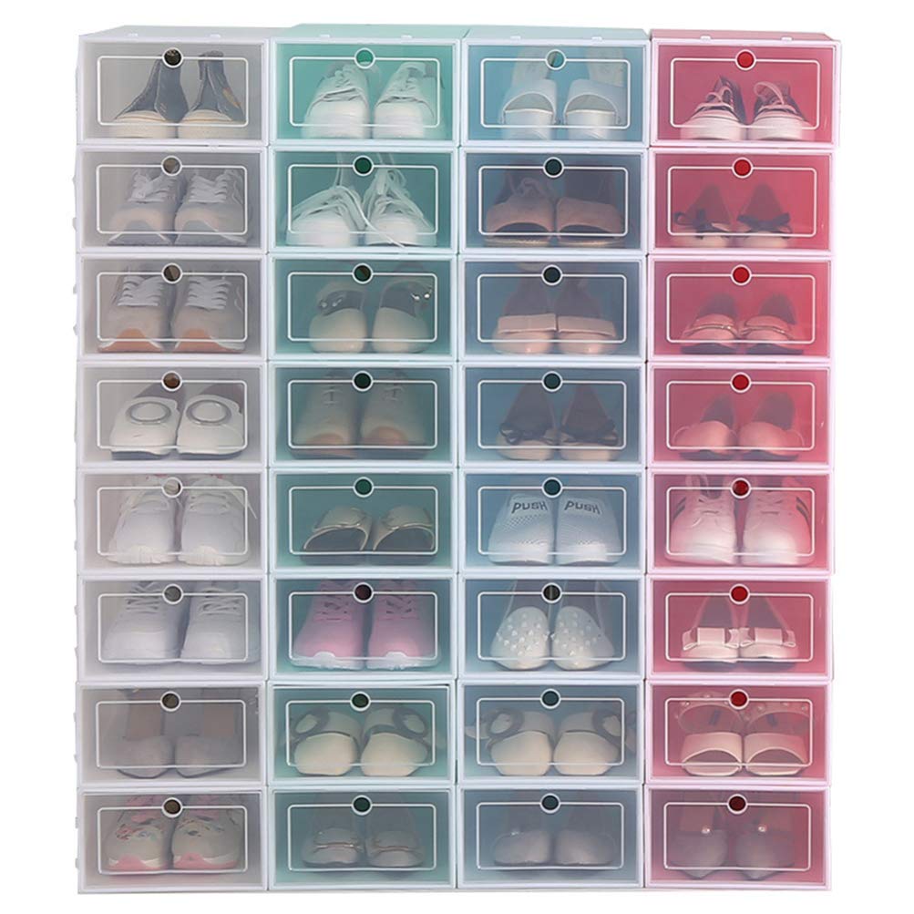 TOPBATHY 6-Piece Shoe Storage Box Set with Lids - Stackable Closet Organizer for Shoes, Clothes & Accessories | Perfect for Entryway, Bedroom & Closet Organization