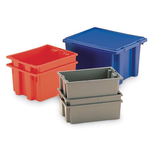Akro-Mils Stackable and Nestable Plastic Tote Box - 18 x 11 x 6 Inches - Blue Storage Bin for Home, Garage, and Warehouse Organization