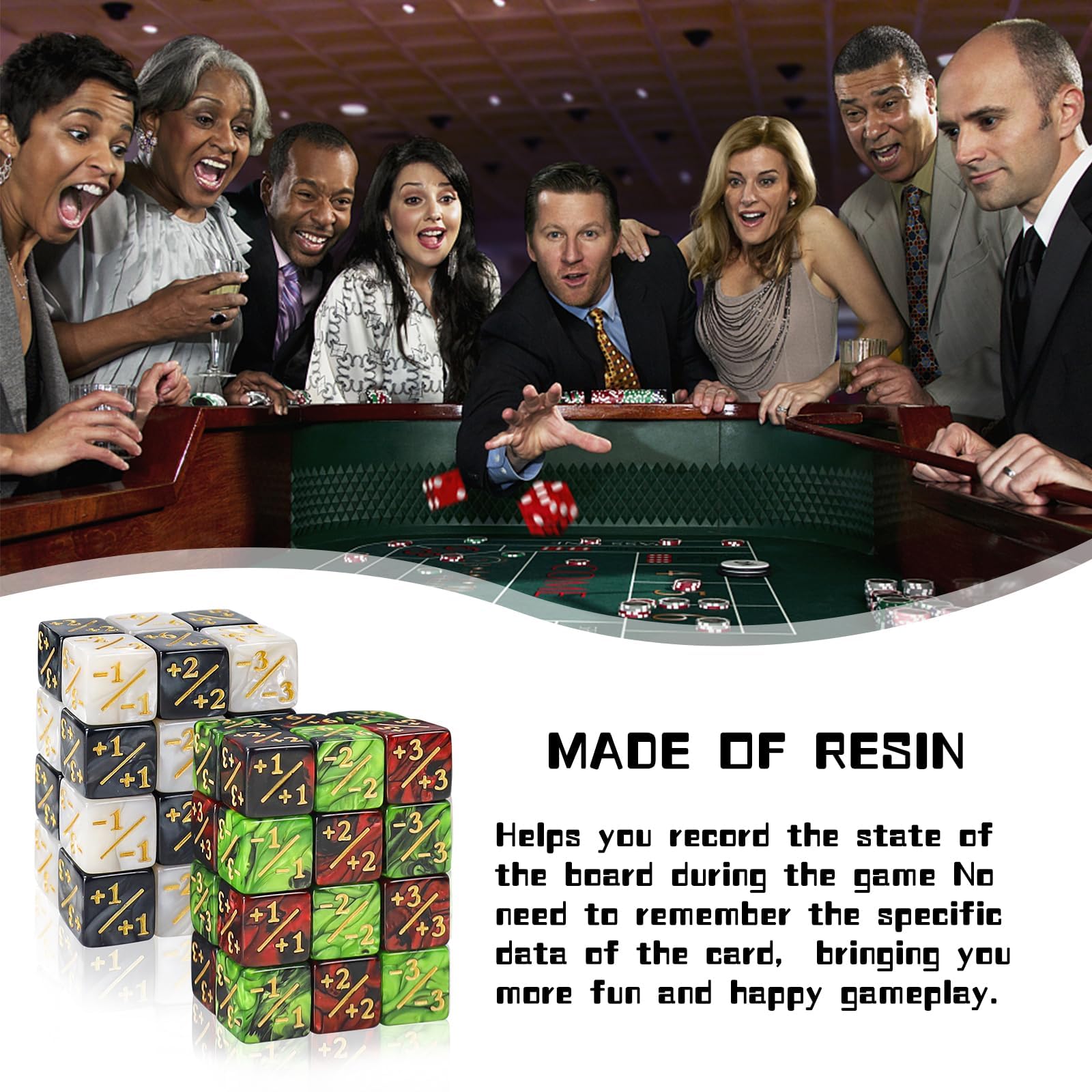 48-Piece MTG Dice Set for Magic The Gathering - Counters, Tokens, Glitter & Sparkle Dice with Loyalty Markers - Compatible with MTG, CCG, TCG Games - 4 Styles (Red, Green) - Perfect for Game Nights & Tournaments