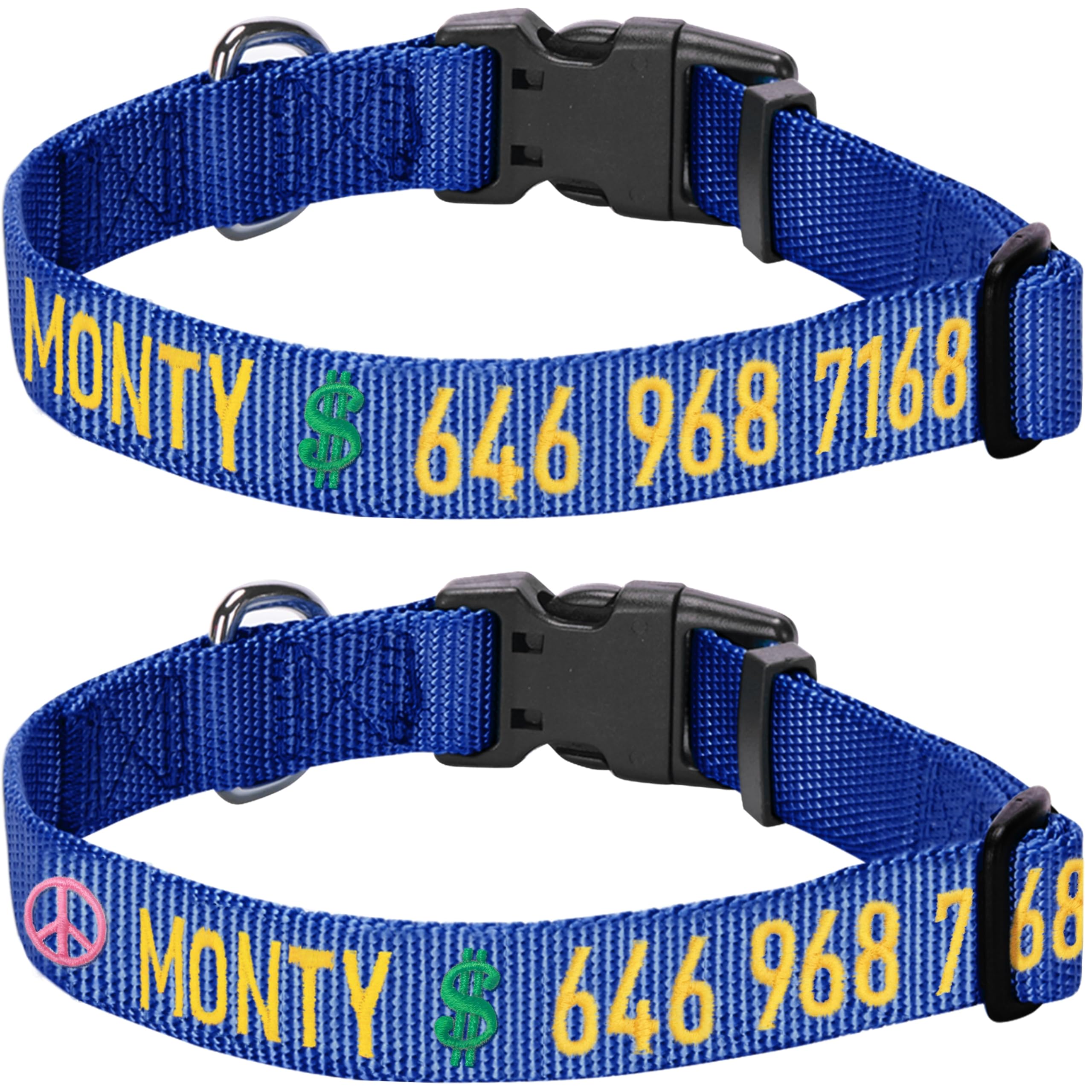 Personalized Dog Collars for Small Dogs - Adjustable Pet Collar with Custom Embroidered Name & Phone Number | Royal Blue Pet Accessories for Daily Walks & Outdoor Adventures (Small Size)