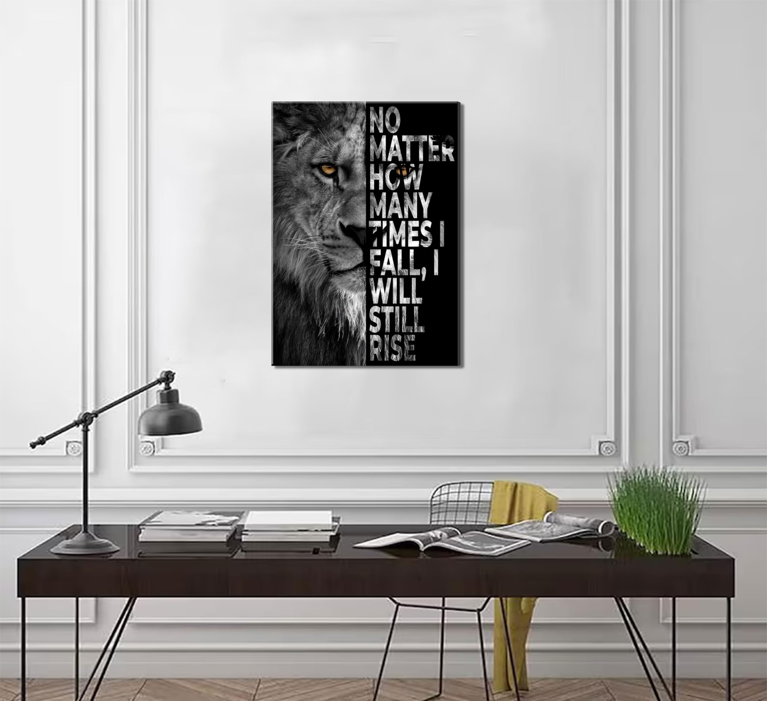 UHVBBCO Inspirational Lion Canvas Wall Art - Black & White Animal Prints, Modern Motivational Quotes Picture for Office, Living Room, Study & Home Decor | Perfect Wall Decor for Motivational Spaces & Modern Interiors