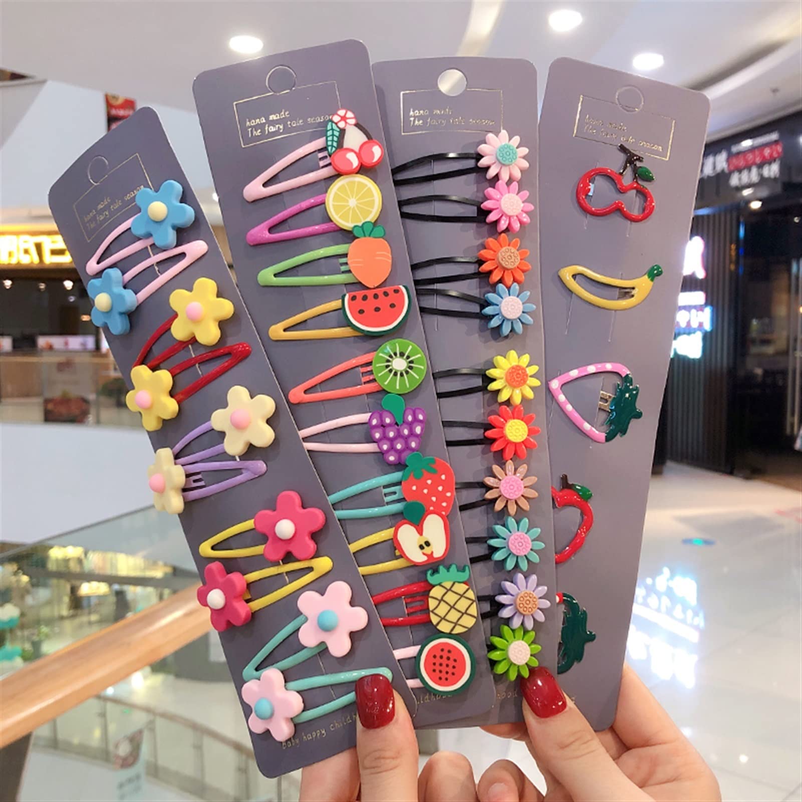 Handmade Cute Cartoon Animal & Fruit Hair Barrettes for Girls - 10/15 Pcs Set - 5cm Hair Clips for Kids - Lovely Hair Accessories & Headbands (Green) - Perfect for School, Parties & Daily Styling
