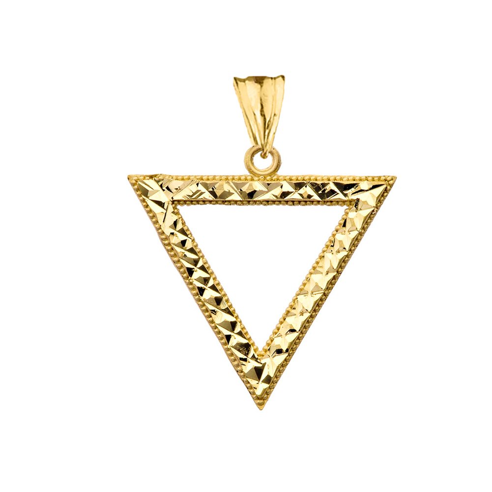 14K Yellow Gold Open Triangle Charm Pendant - Elegant Good Luck Jewelry for Necklace, Bracelet & Gift Giving