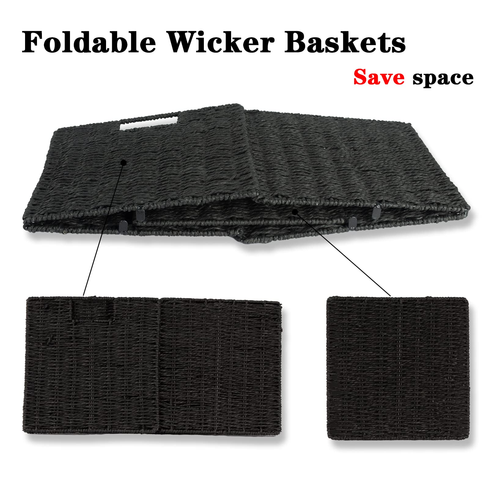 Vagusicc 2-Pack Foldable Wicker Storage Baskets - 11