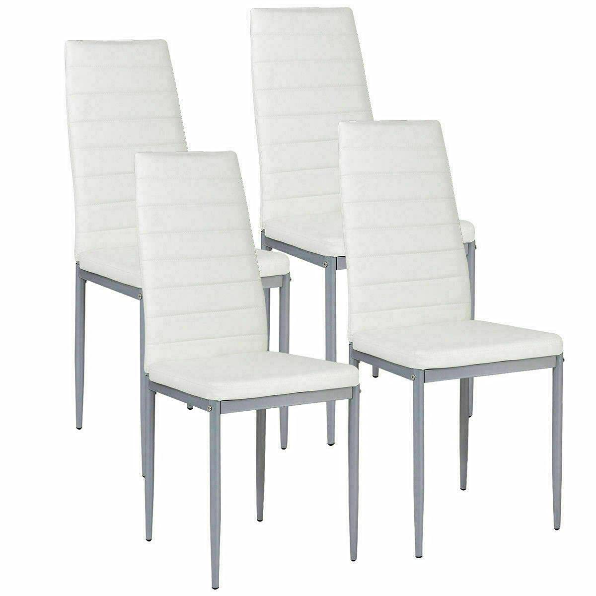 LokoshinA Set of 4 White Modern Kitchen Dining Chairs - Jatet Wooden Chairs for Dining Room, Kitchen & Breakfast Nook - Perfect for Small Spaces, Apartments and Family Gatherings