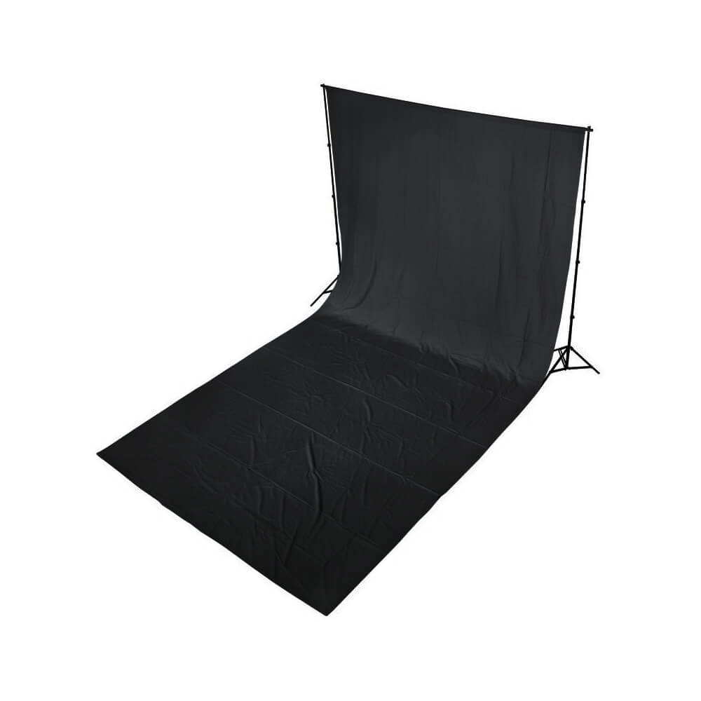 3x6m Black Cotton Muslin Photography Backdrop - Durable Studio Background for Portraits, Product Shoots & Video Production