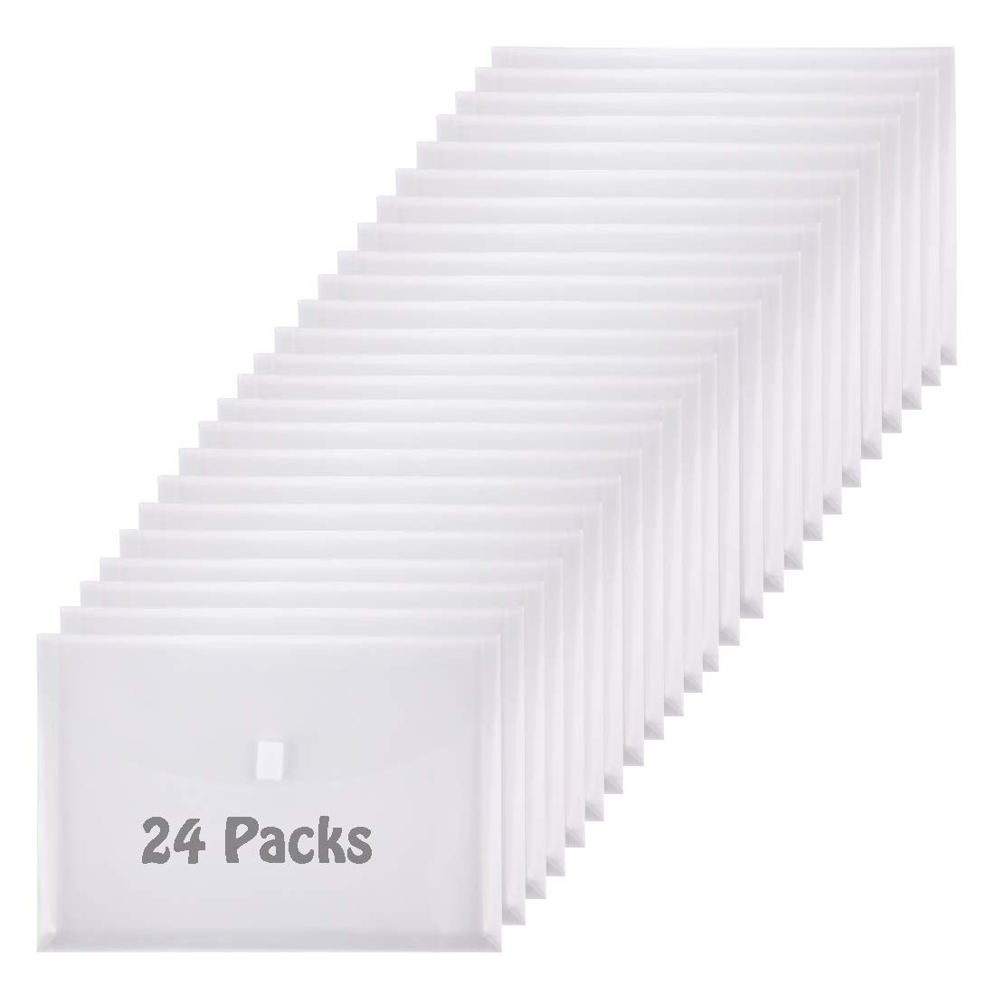 TIENO 24-Pack Clear Expanding File Folders with Hook & Loop Closure - Legal Size Document Organizer for Office, School, and Home Use