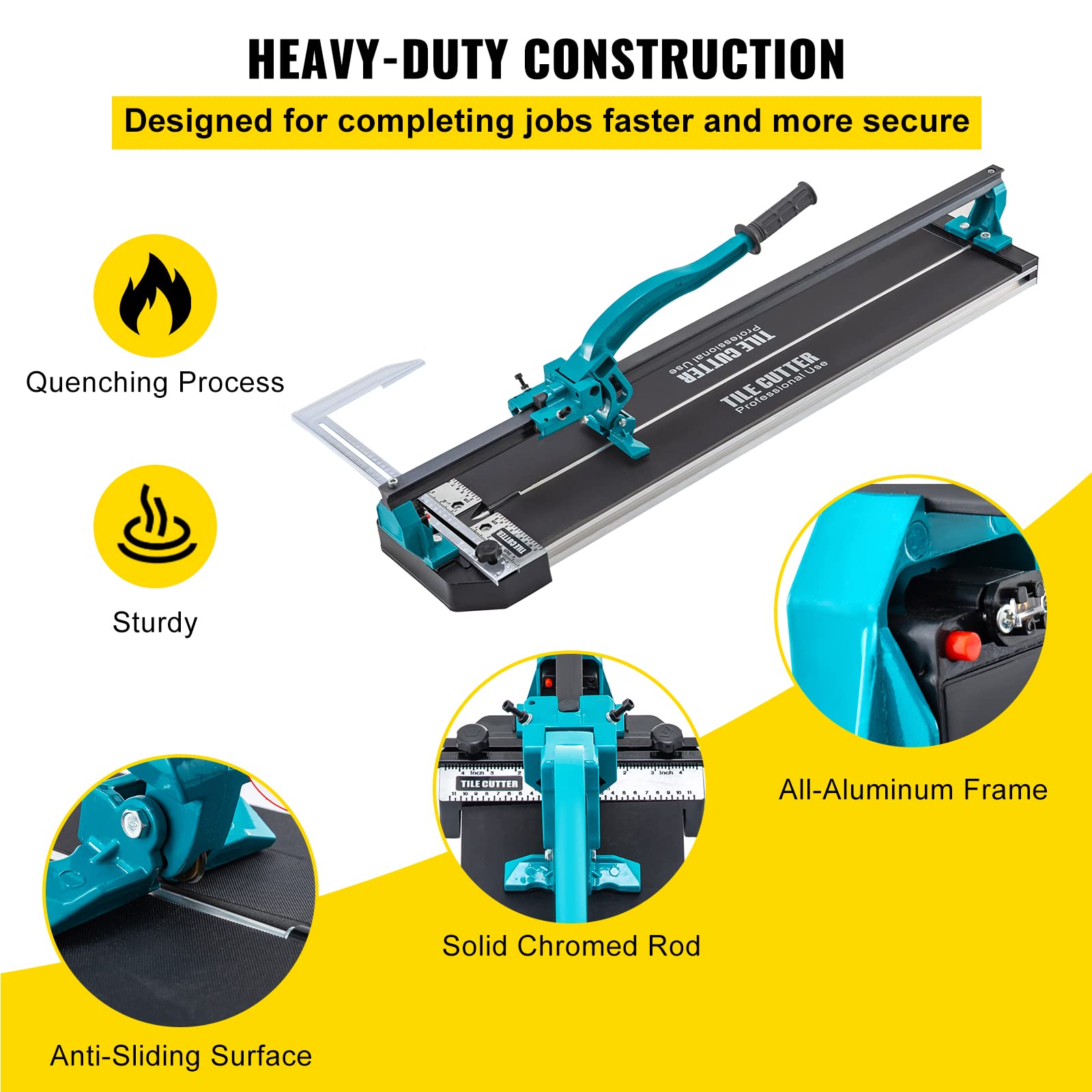 Mophorn 31 Inch Manual Tile Cutter with Laser Positioning - Alloy Wheel, Ergonomic Handle & Accurate Rulers for Large Tiles (0.24