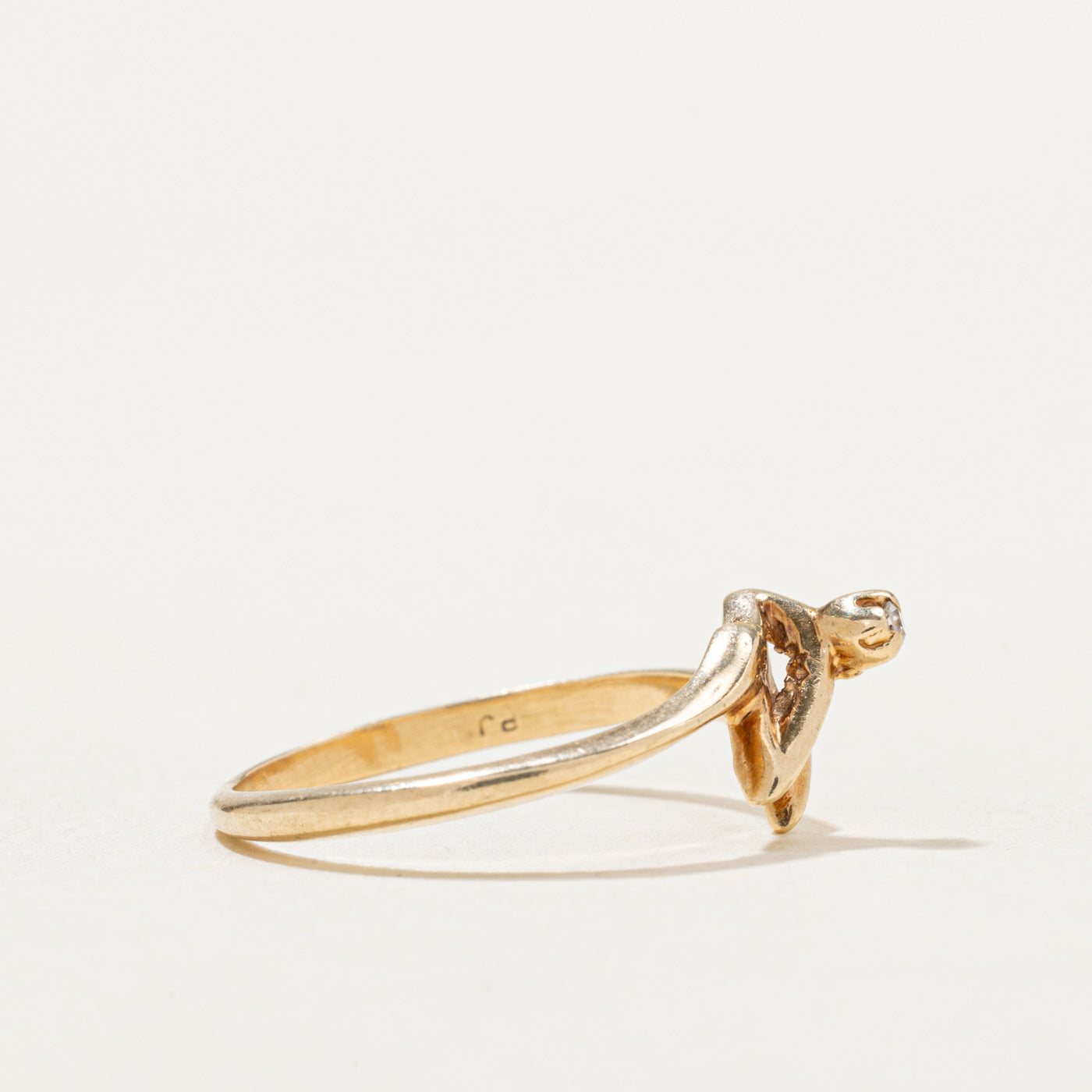 10K Gold Diamond Zigzag Abstract Ring - 0.01ct Sparkling Solitaire - Size 4.5 - Elegant Stackable Ring for Women - Perfect for Anniversary, Engagement & Everyday Wear