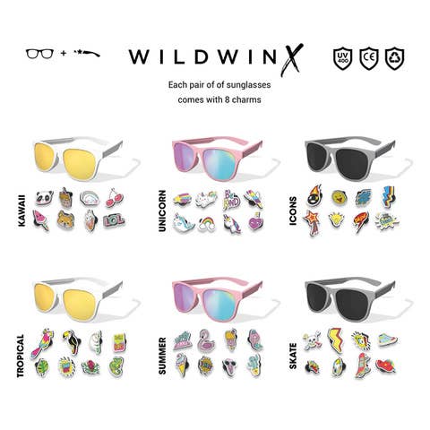 Kids' White Sunglasses & Charm Kit - Kawaii Style for Girls & Boys - Perfect for Summer, Beach, and Outdoor Play