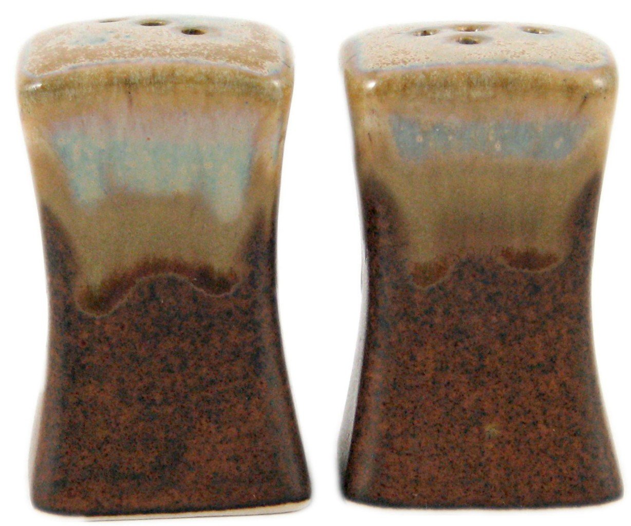 Prado Stoneware Collection - Square Dinnerware Set with Collectible & Functional Salt and Pepper Shakers - Rustic Brown - Perfect for Farmhouse Kitchens, Rustic Dining, and Gift Giving