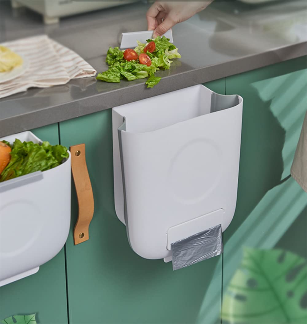 Foldable Trash Can - Wall Mounted & Cabinet Door Hanging Garbage Bin for Kitchen, Bathroom, Bedroom & Car - Space Saving Foldable Waste Basket for Recycling & Sorting - Perfect for Small Spaces, RVs & Clutter-Free Homes