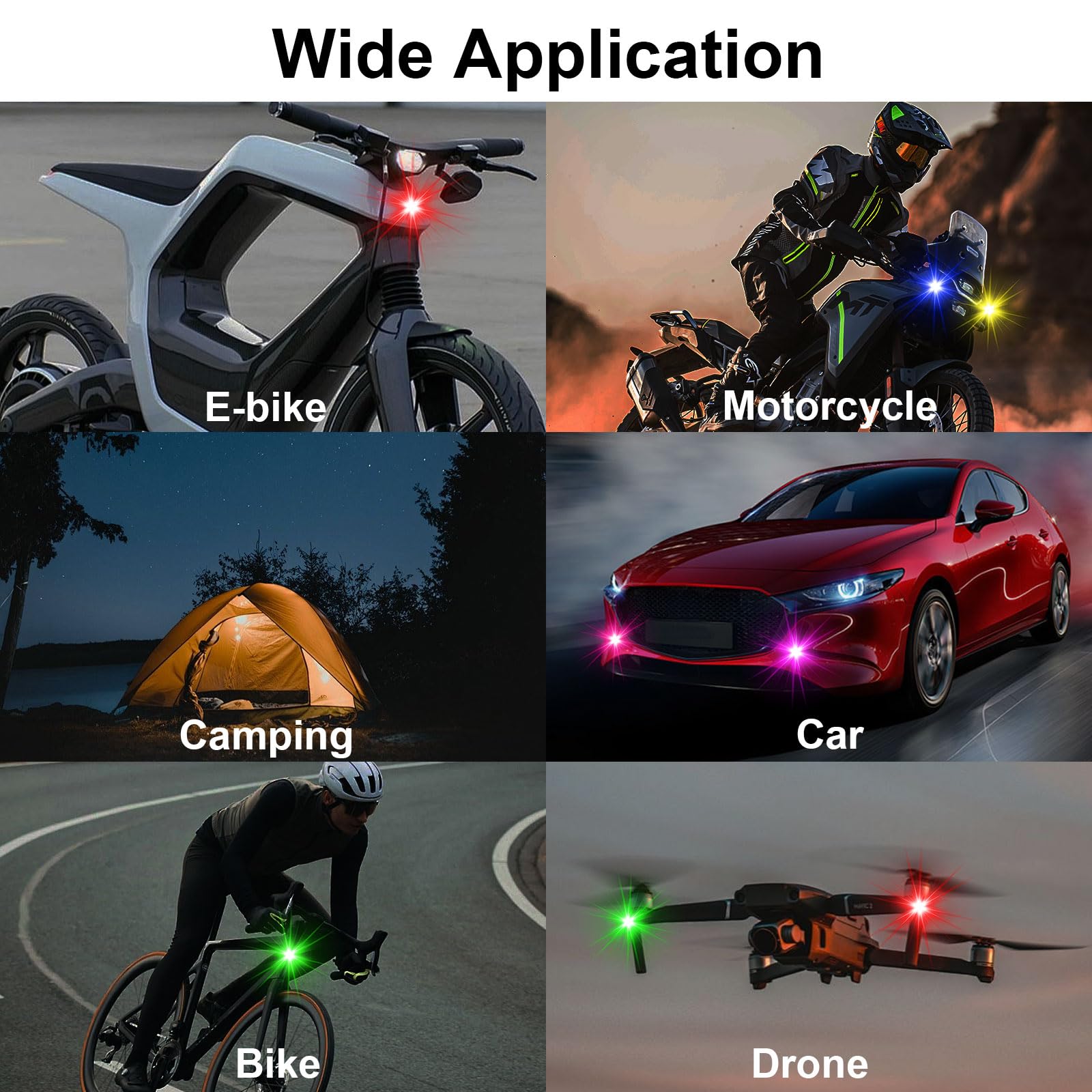 4PCS Wireless LED Strobe Lights with Remote Control - 8 Color USB Rechargeable Anti-Collision Warning Lights - High Brightness Wireless LED Lights for Car, Drone, Truck, Motorcycle, Aircraft, Bike - Perfect for Emergency Signaling, Night Riding & Vehicle Safety