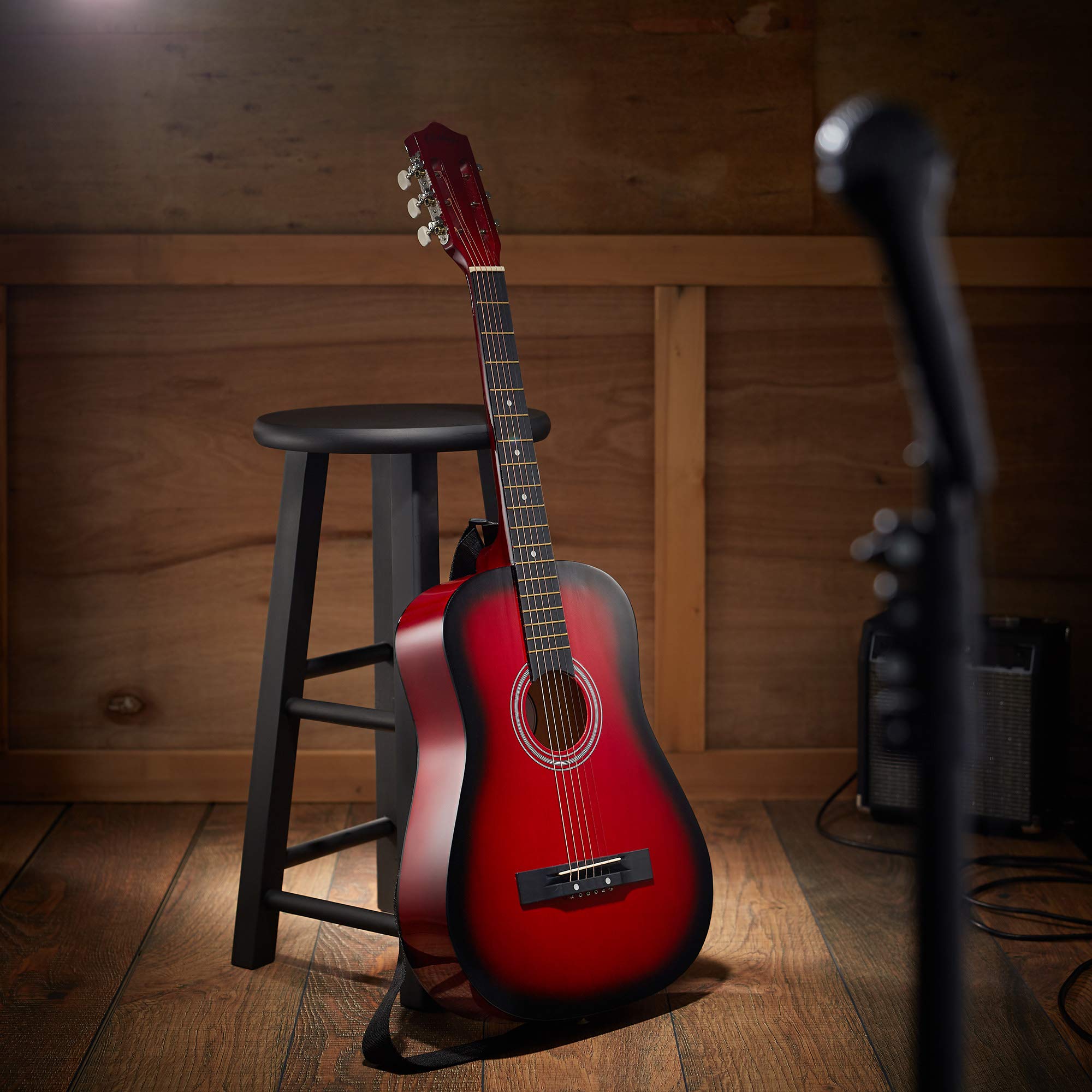Ashthorpe 38-inch Beginner Acoustic Guitar Starter Kit (Red) - Includes Gig Bag, Strings, Strap, Tuner, Picks & More - Perfect for Kids, Teens & Adult Beginners Learning Guitar at Home, School or Camp