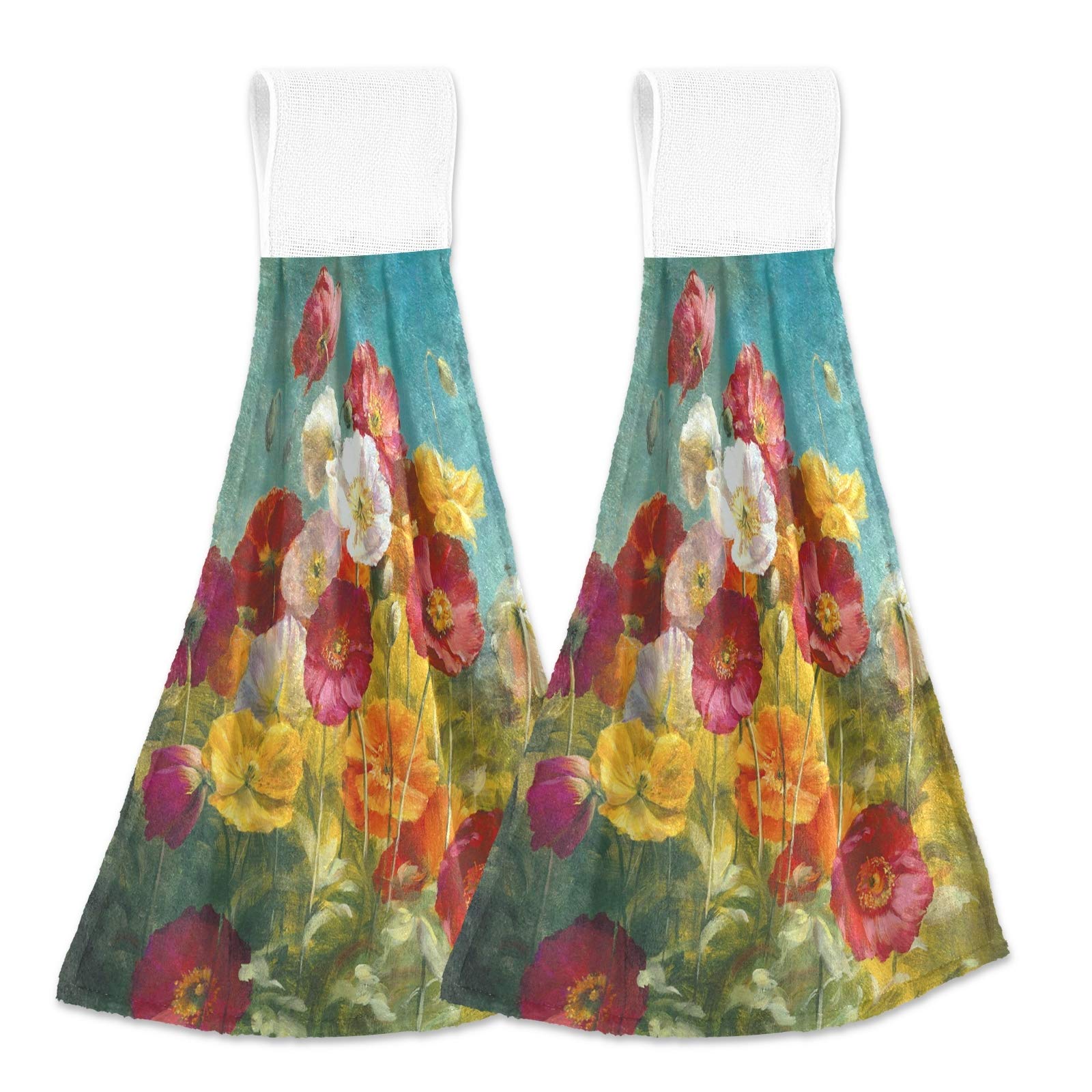 Blueangle Colorful Flower Kitchen Towels - Set of 2 (12