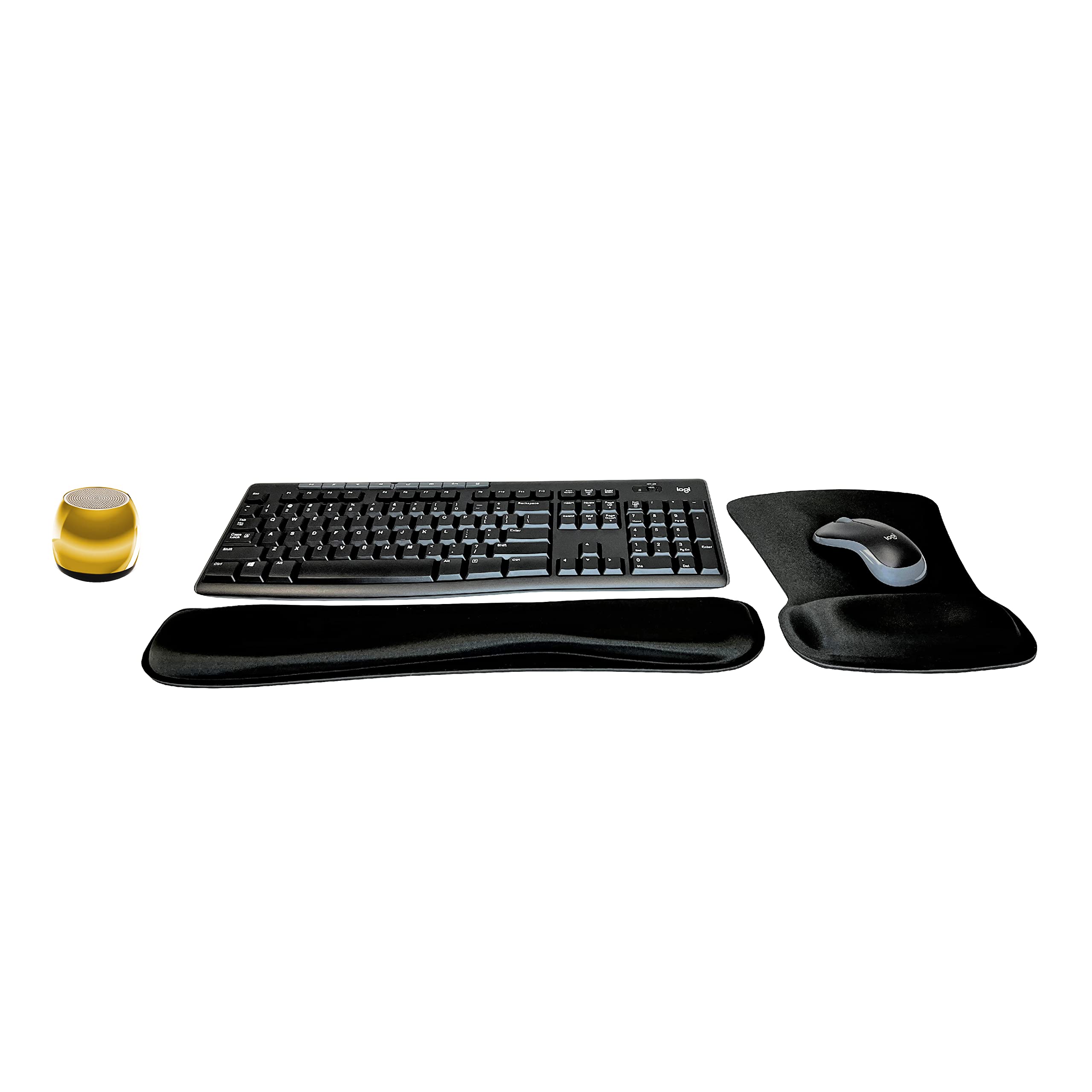 Logitech MK270 Wireless Keyboard and Mouse Combo for Home Office, Travel, Gaming - Includes Bluetooth Speaker, Ergonomic Gel Wrist Rest & Mouse Pad - Perfect for Work, Study and Entertainment