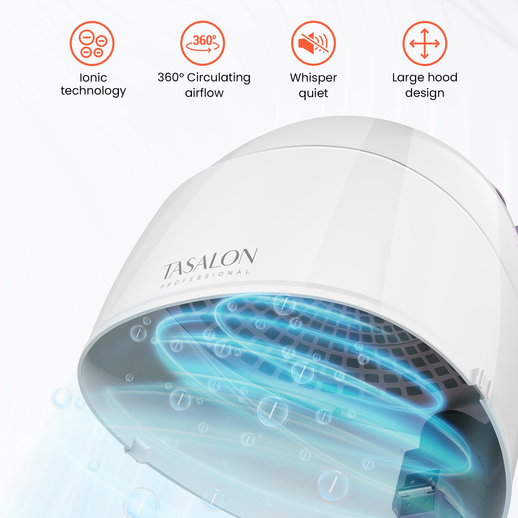 TASALON 1875W Ionic Hooded Hair Dryer with 3 Heat Settings - Professional Salon-Grade Bonnet Dryer with Ceramic Technology for Women | Perfect for Home Use, Salon Styling & Deep Conditioning Treatments