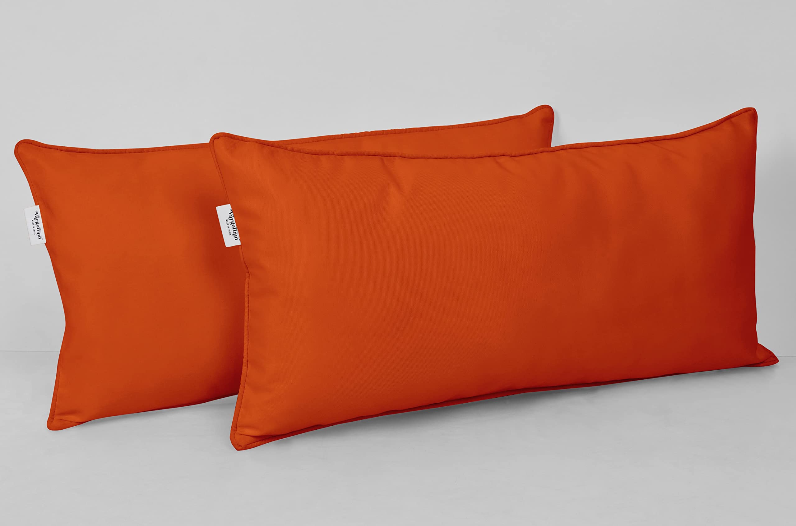 Waterproof Polyester Lumbar Pillow Covers 12x24 Inches, Set of 2 - All-Weather Indoor/Outdoor Cushion Cases for Patio Furniture (Orange) - Perfect for Sofa, Deck, Porch & Garden Decor
