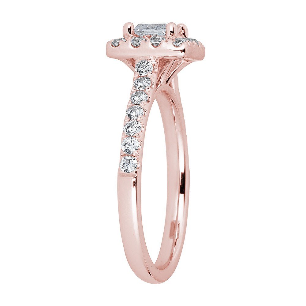 14KT Gold 1.00 CTW Diamond Square Halo Cathedral Engagement Ring for Women - Elegant Wedding Band, Anniversary Gift, Promise Ring for Her
