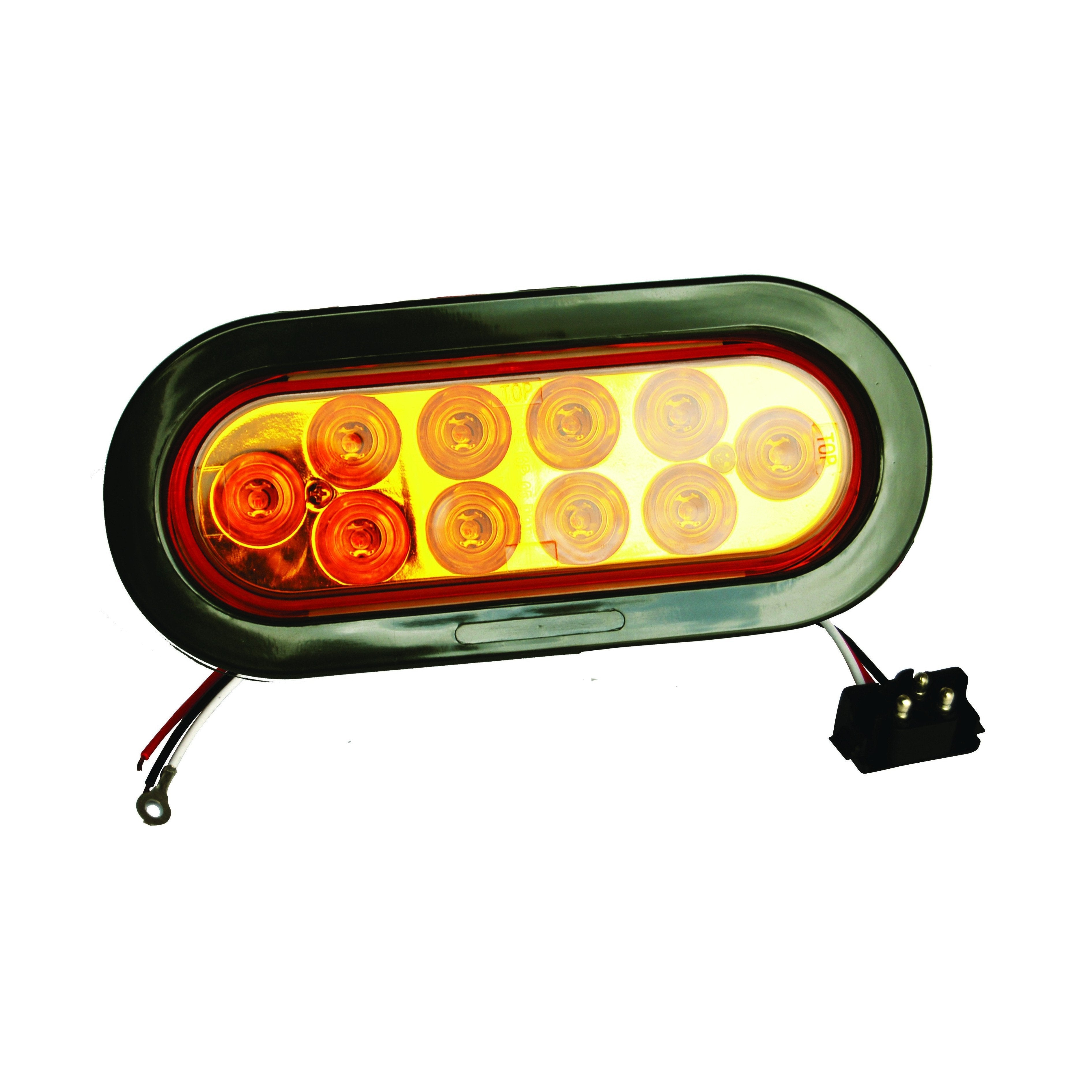 6 Oval Amber LED Lights with 10 LEDs - 24V for Marker, Tail, Stop & Turn Signals - Perfect for Trucks, Trailers & Emergency Vehicles