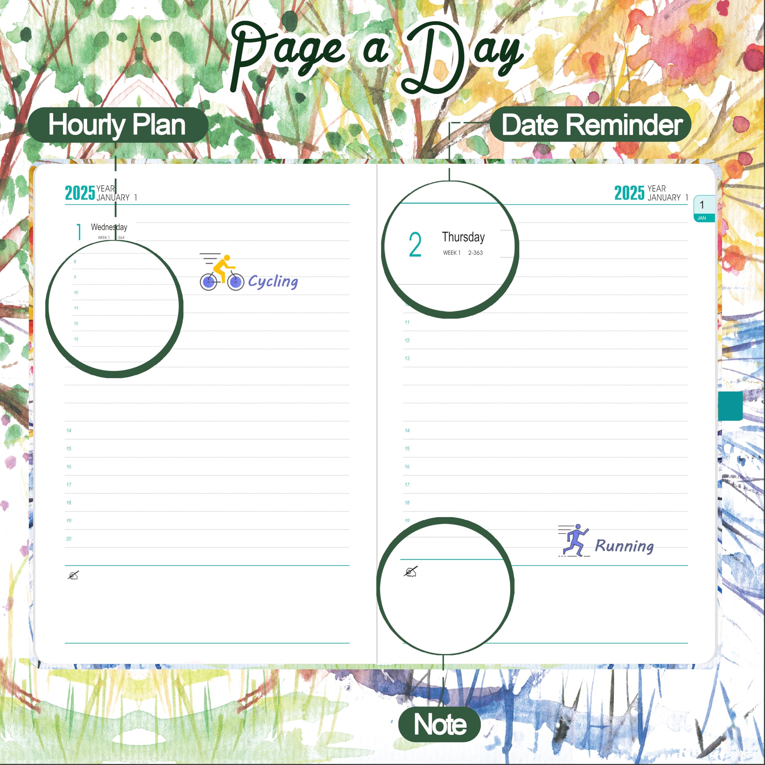 2025 A5 Daily Planner with Monthly View - Tree of Life Design Hardcover Organizer | Includes Pen Set, 2 Bookmarks & Inner Pocket | Perfect for Work, School & Personal Goal Tracking (5.9