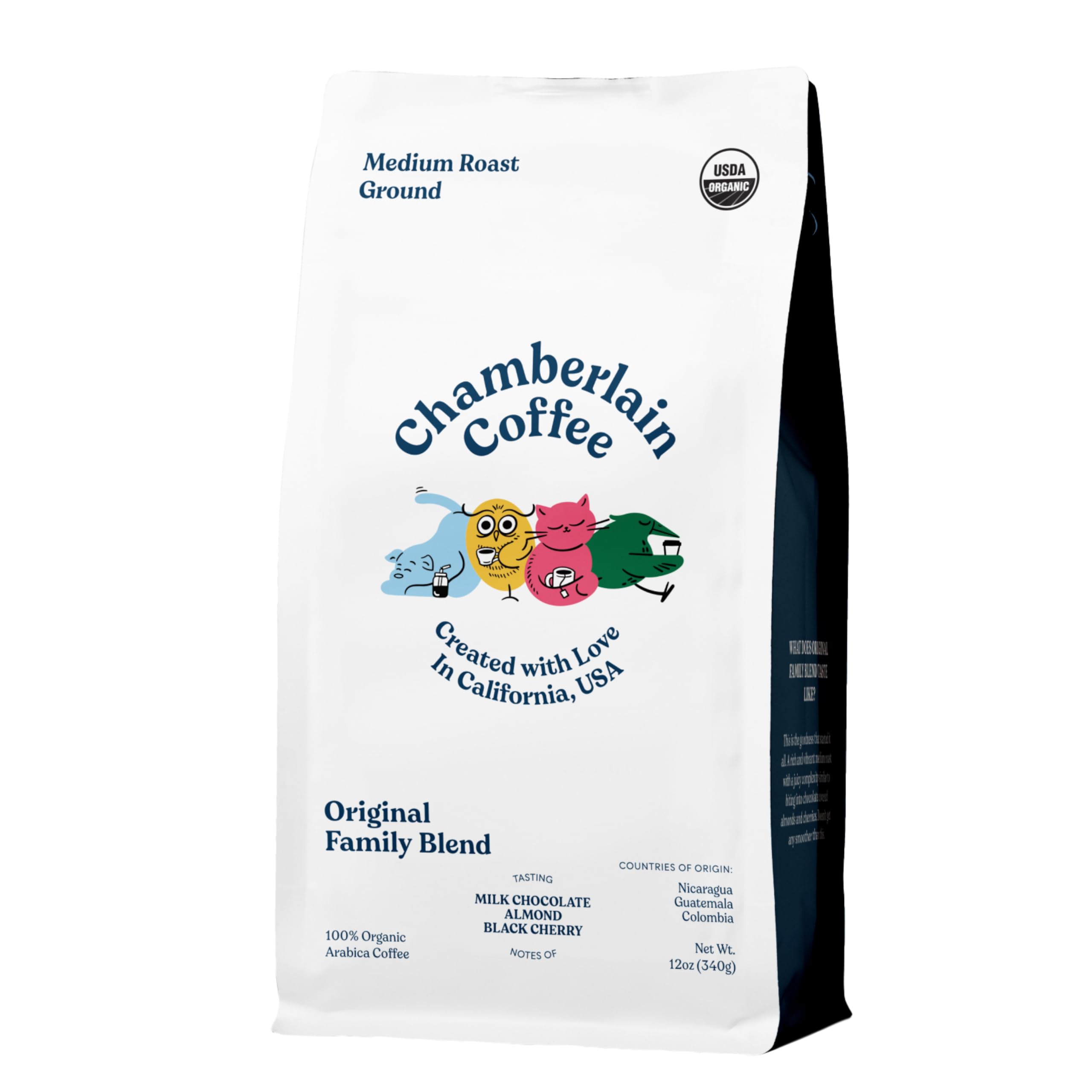 Chamberlain Coffee The Original Family Blend - Medium Roast Ground Coffee with Milk Chocolate, Almond & Black Cherry Notes - Freshly Roasted Specialty Coffee in California - 12 oz - Perfect for Morning Brew, Office Break & Gift Giving