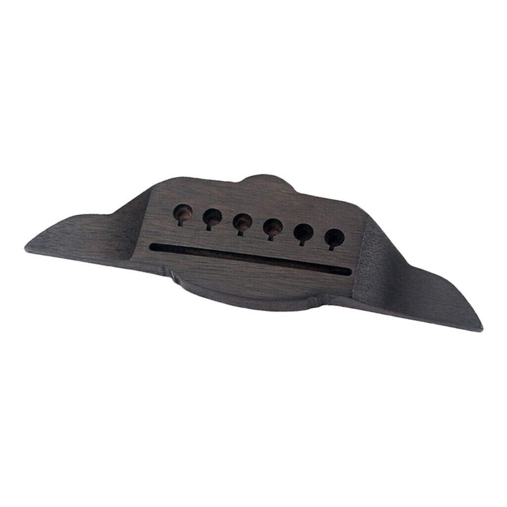 6 String Rosewood Saddle Thru Guitar Bridge - 1pc Replacement Acoustic Folk Guitar Part for Enhanced Sound & Durability | Perfect for DIY Guitar Repair & Upgrades