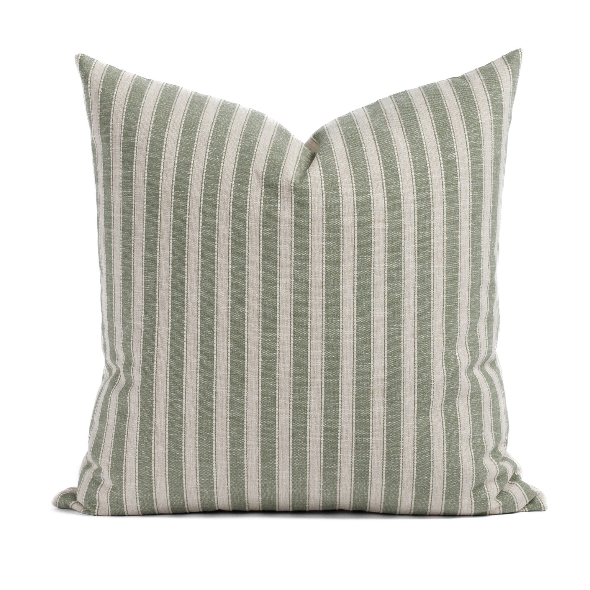 Millcroft Stripe 20x20 Decorative Throw Pillow Cover - Soft Cotton Pine Green Cushion for Sofa, Bed & Home Decor