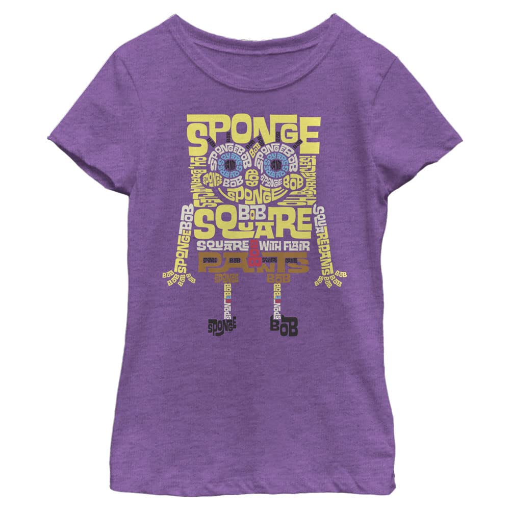 SpongeBob SquarePants Girls Short Sleeve T-Shirt | Nickelodeon Cartoon Character Tee | Perfect for School, Playdates & Birthday Parties