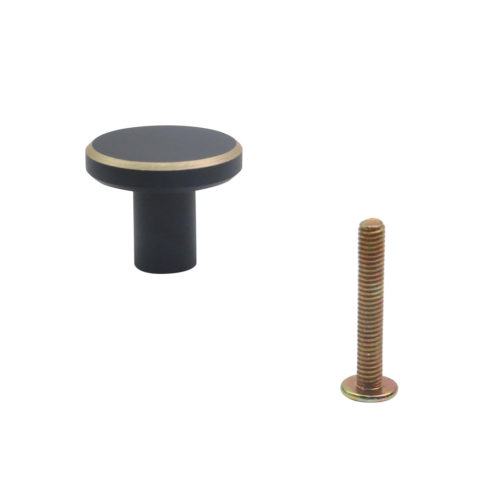 Mcredy Cabinet Knobs Drawer Pulls Handles - 1x0.8 Inch (DxH) Brass & Black Knob Set of 2 - Perfect for Kitchen Cabinets, Bathroom Vanities & Furniture Upgrades