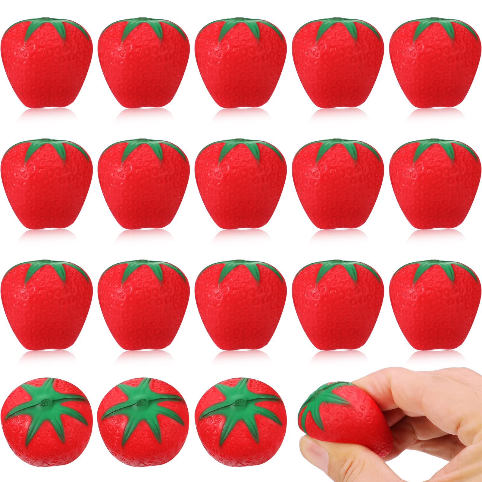 20 Pack Strawberry Stress Relief Toys - Mini Slow Rising Foam Squeeze Balls for Kids & Adults - Kawaii Sensory Fidget Toys for Anxiety, ADHD, Autism - Perfect for Home, School, Office & Travel Stress Relief
