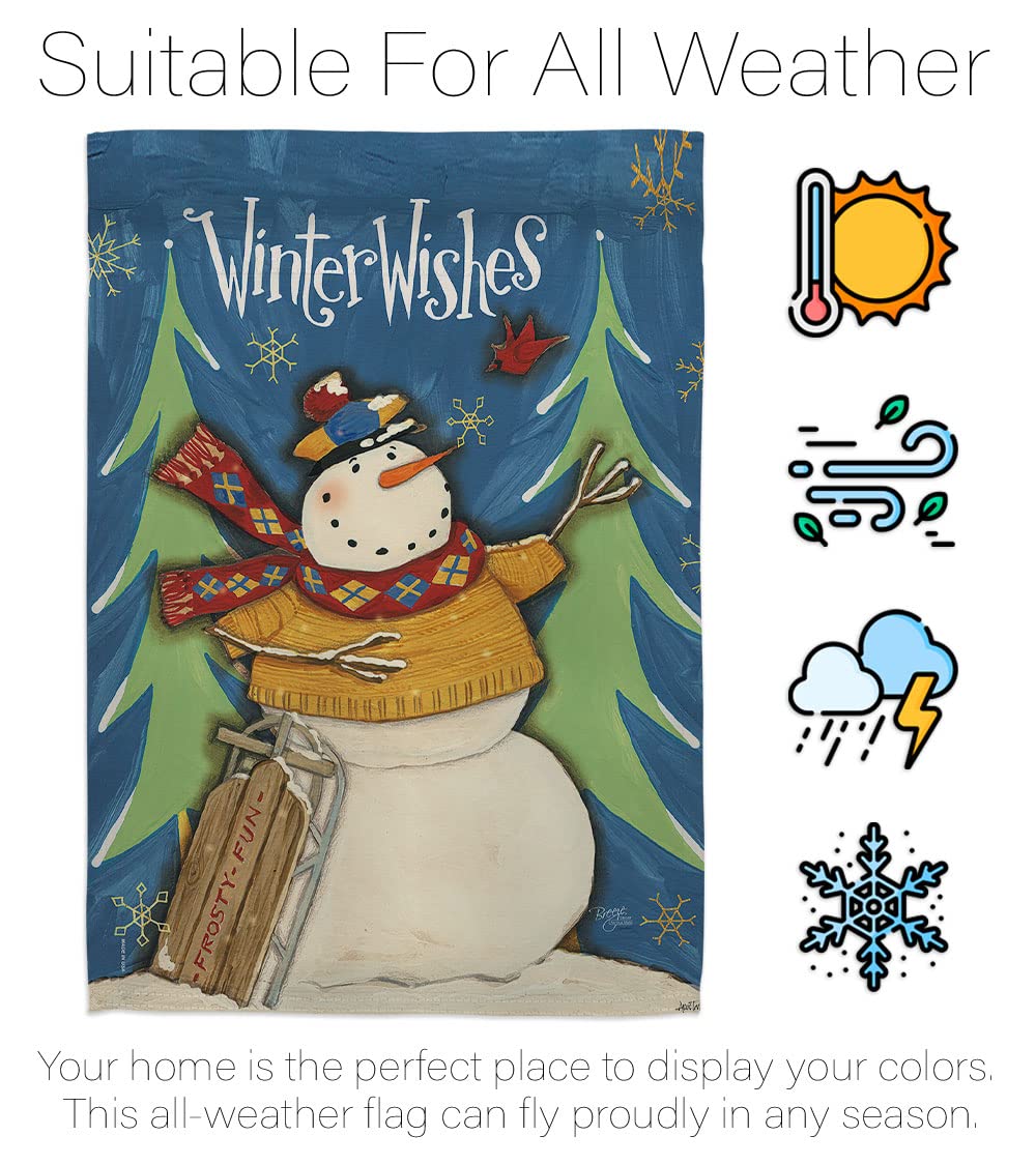 Winter Snowman House Flag - Double-Sided Yard Decor for Christmas