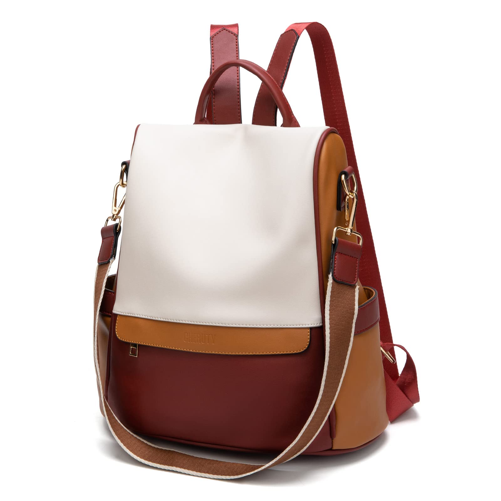 CHERUTY Women's PU Leather Anti-Theft Backpack Purse - Stylish Casual Shoulder Bag & Satchel for Ladies | Perfect for Work, Travel, and Daily Commute