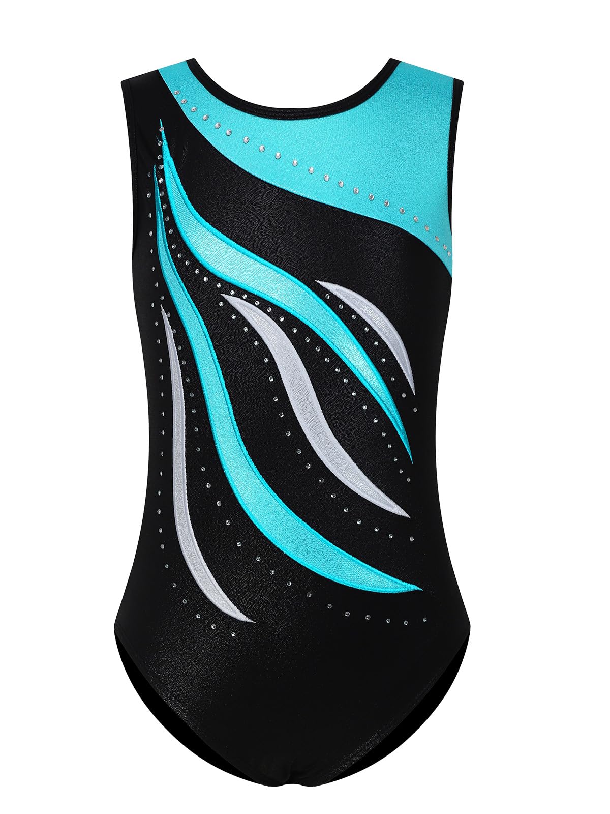 ESHOO Girls' Striped Gymnastics Leotard - Sparkly Diamond Ballet Dance Leotard for Kids | Perfect for Ballet Class, Gymnastics Practice & Dance Competition