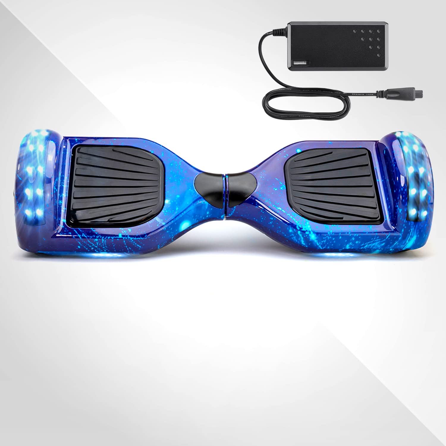 Blue Galaxy Hoverboard - 2X Ride Time with Durable Aluminum Wheels | Bluetooth, LED Lights & Carrying Case | for Kids & Adults up to 220lbs | Perfect for Commuting, Fun Rides & Outdoor Adventures