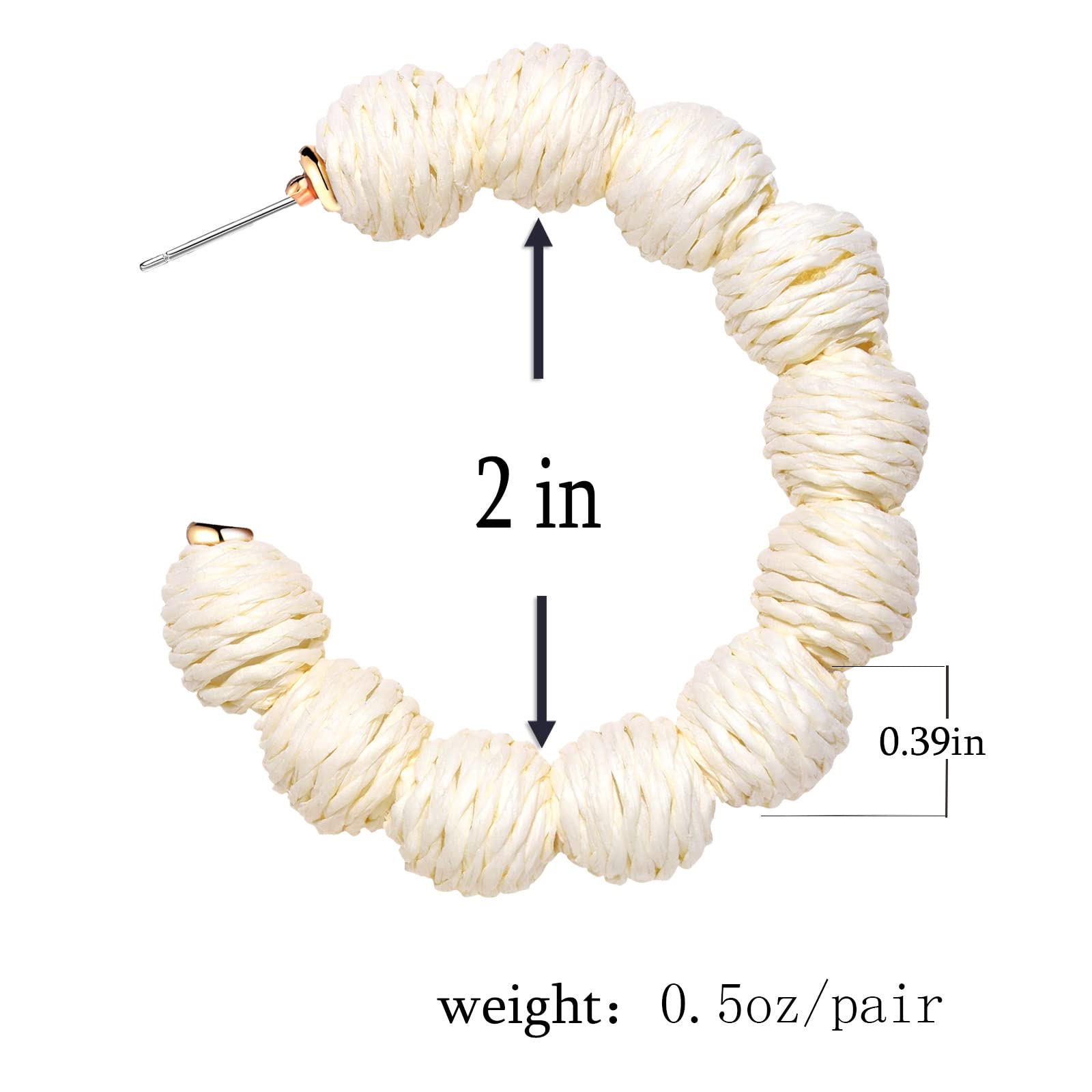 Handmade Rattan Hoop Earrings for Women - Bohemian Woven Straw Wicker Braid Dangle Drop Earrings | Summer Beach Jewelry for Vacation, Festival & Boho Chic Outfits