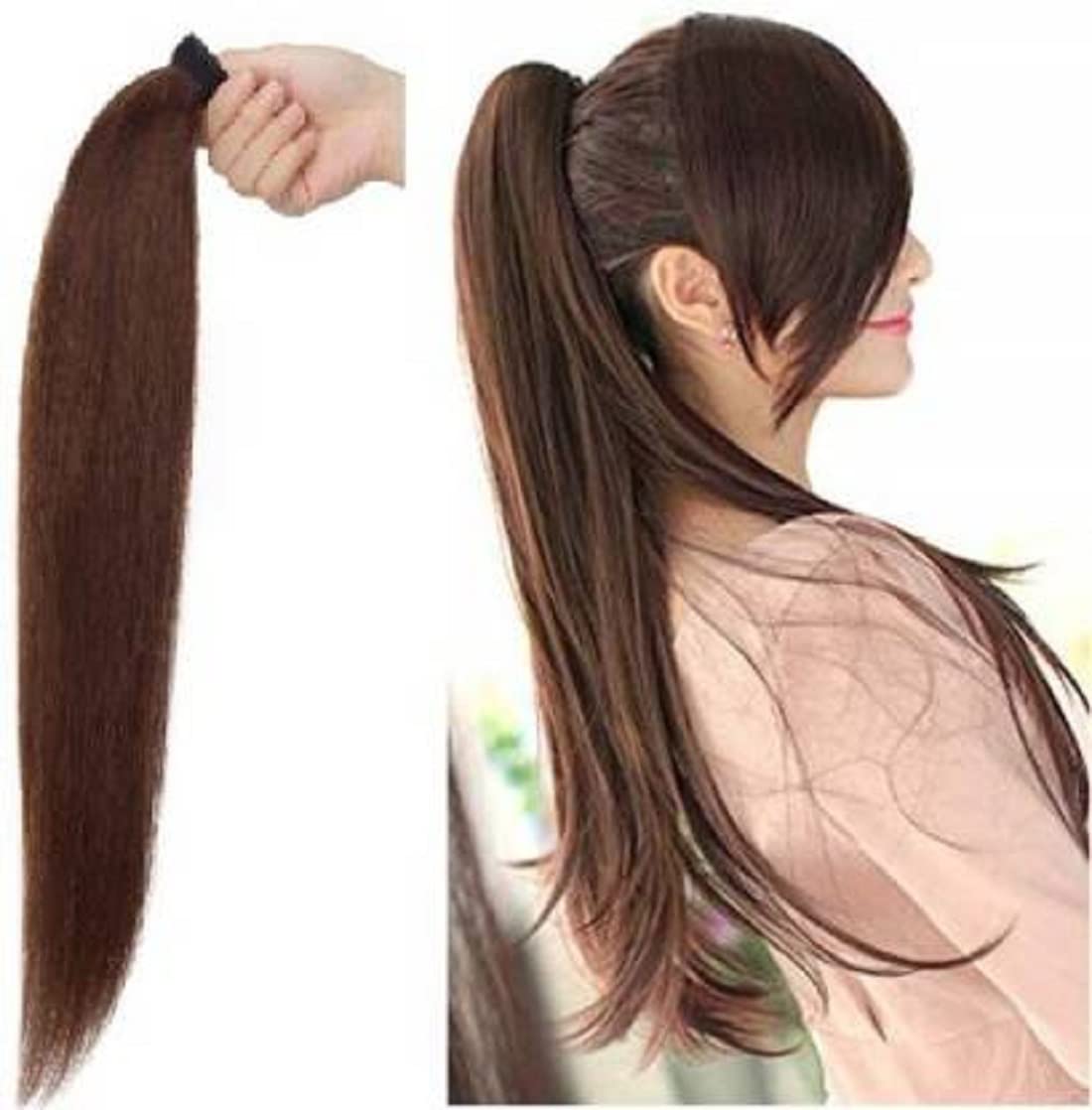 Stylish Brown Straight Ponytail Hair Extension with Scale Design - Perfect for Parties, Cosplay & Everyday Glamour