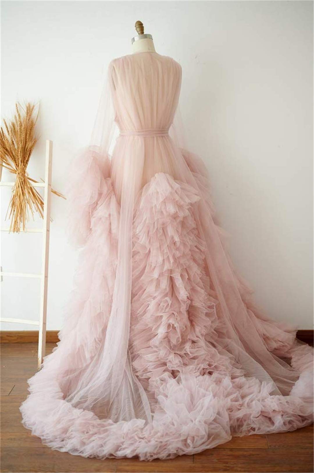 Elegant Tulle Robe - Long Lingerie Bridal Gown, Puffy Nightgown for Wedding, Boudoir Photoshoot & Romantic Occasions