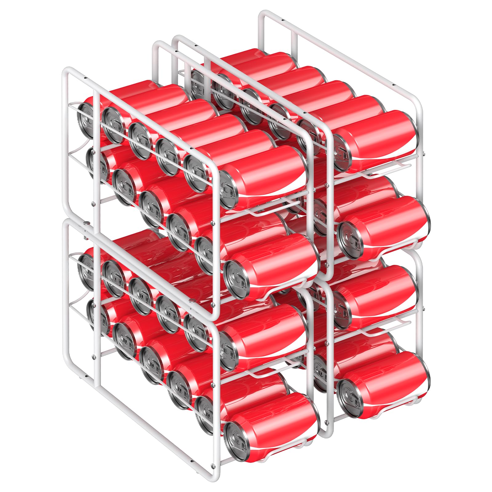 MOOACE 4 Pack Stackable Can Dispenser Rack - Space Saving Can Storage Organizer for Kitchen Cabinet, Pantry & Countertop (White) - Perfect for Organizing Canned Food, Soup, Vegetables & Beverages