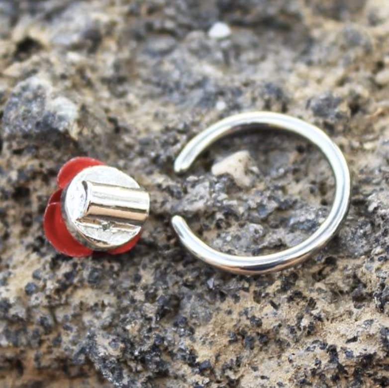 16G Red Rose Snap-in Captive Bead Ring - 316L Surgical Steel Body Jewelry for Nose, Lip, Ear Piercing - Perfect for Everyday Wear & Special Occasions