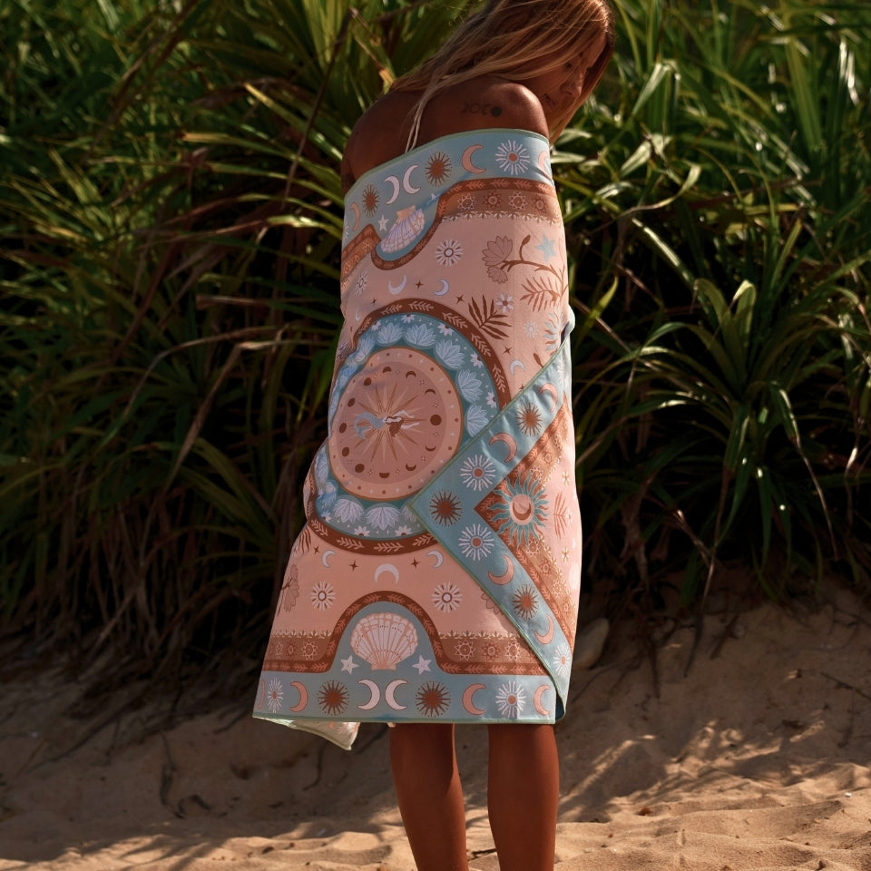 Sand-Free Quick Dry Beach Towel - Super Absorbent & Lightweight for Pool, Yoga, Travel - Mermaid Waters Design