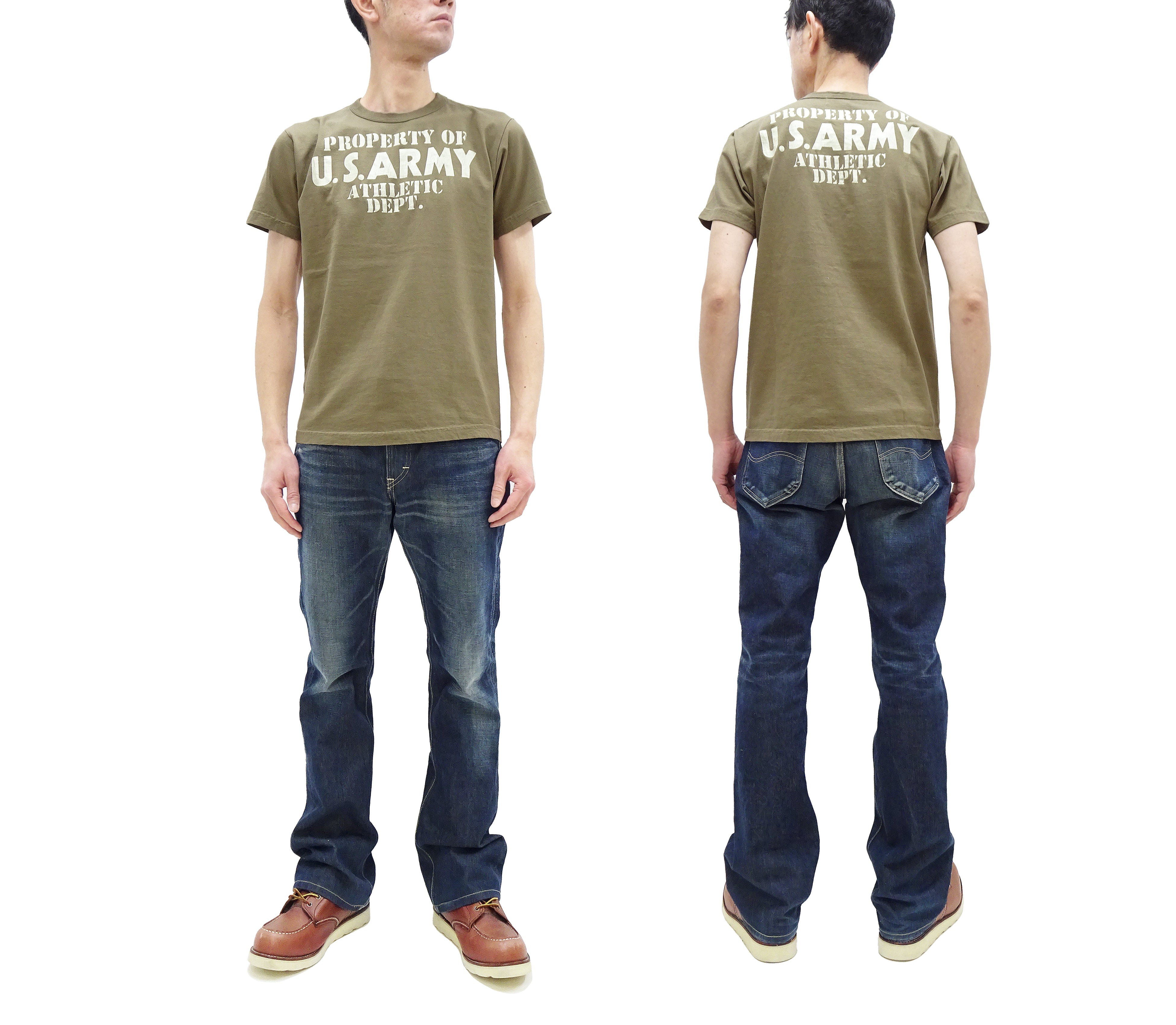 Buzz Rickson Men's U.S. Army Athletic Graphic Short Sleeve T-Shirt | Vintage Military Tee | Loopwheeled Cotton | BR79348-135 Khaki | Casual Wear & Military Enthusiast Collection