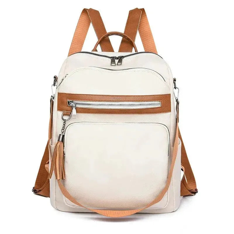 Vintage Style Women's Leather Backpack - Fashionable & Durable Travel Bag for Work, College & Daily Commute