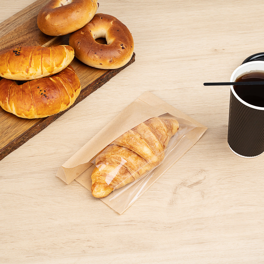 Eco-Friendly Kraft Paper Bread Bags with Side Window - 4.75
